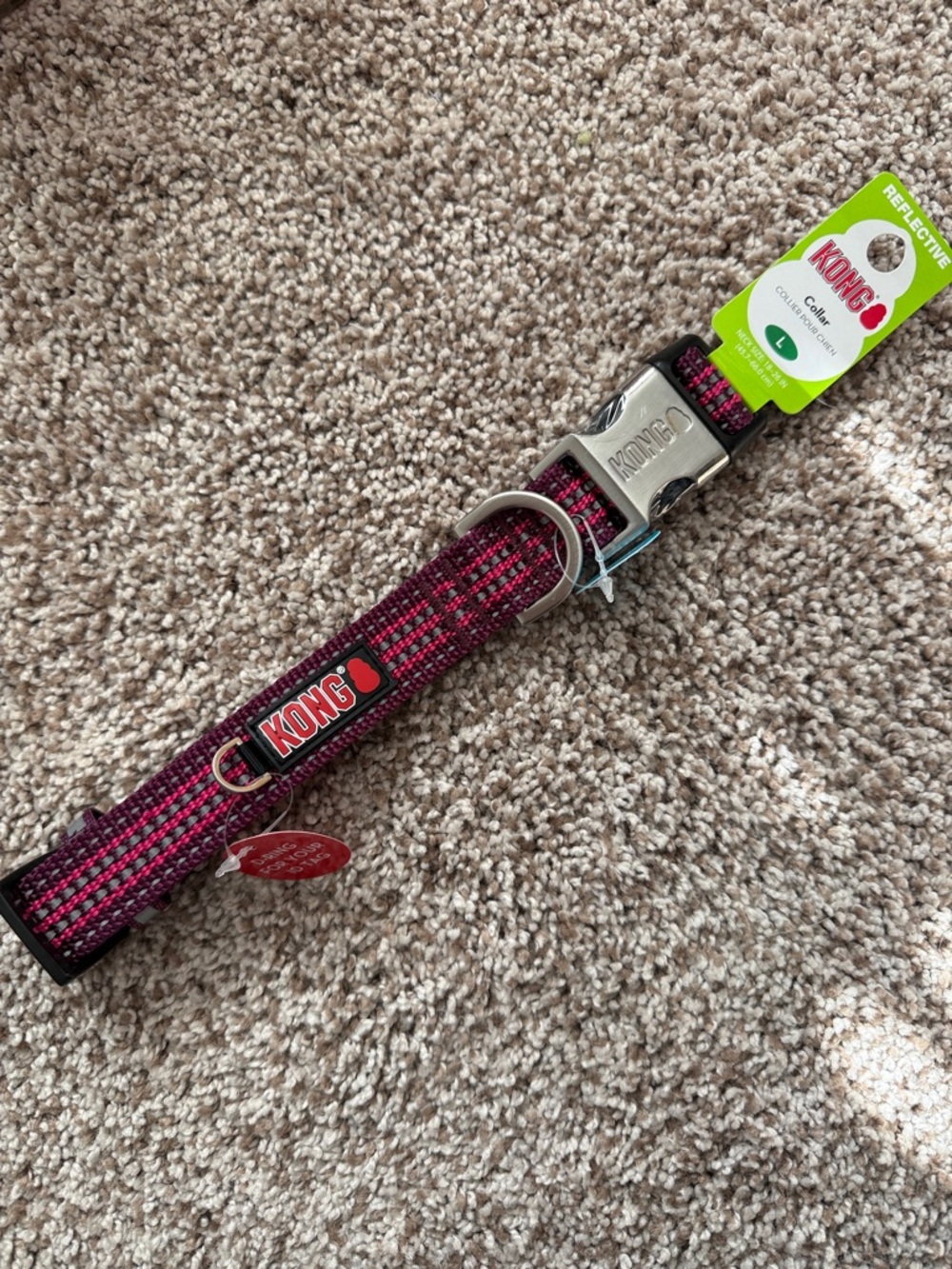 NWT - large Kong Reflective Collar - Pink and Black